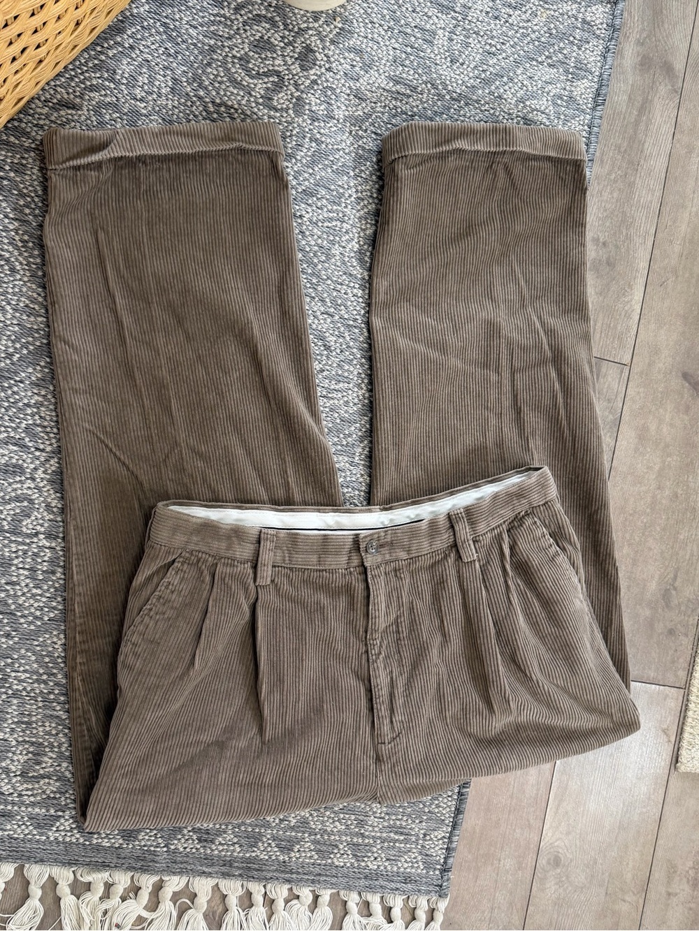 VTG 90s Y2K Croft & Barrow Men’s Corduroy Pleated Trousers Taupe 36x30